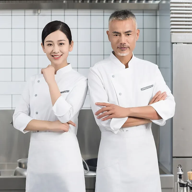 Color-Block Long-Sleeve Chef Jacket