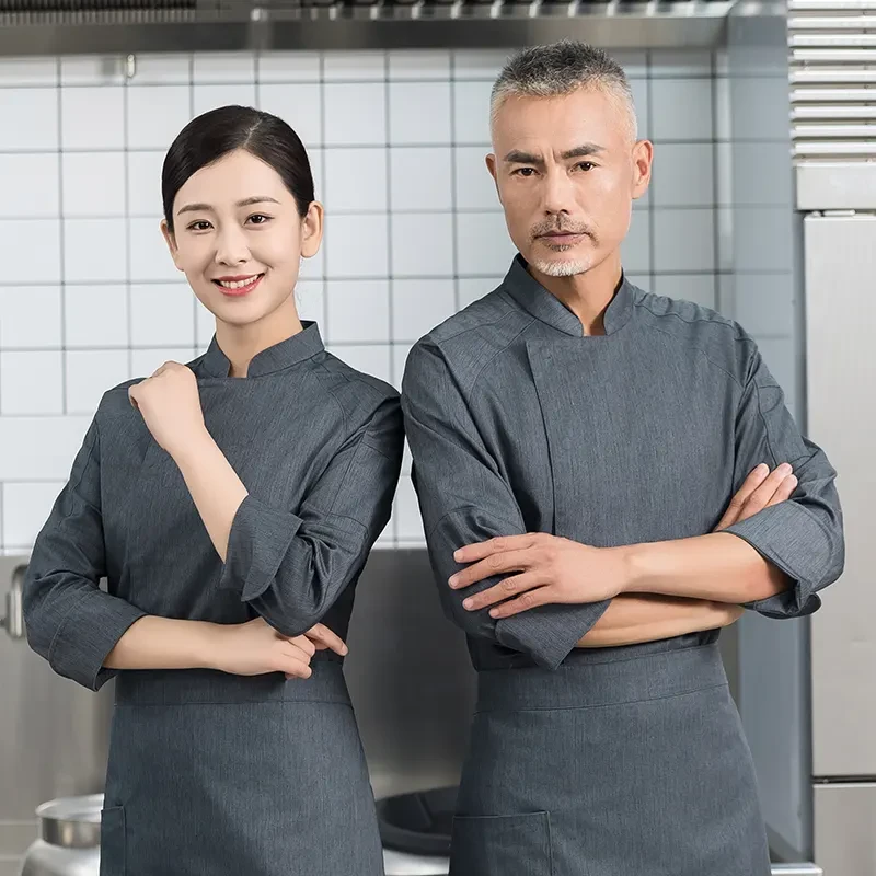 Raglan-Sleeve Hidden-Snap Chef Jacket